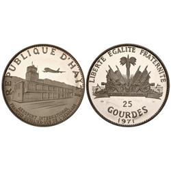 WORLD COINS: HAITI - 25 Gourdes. 1971. AR. Aeropuerto Internacional. En estuche original, con certif