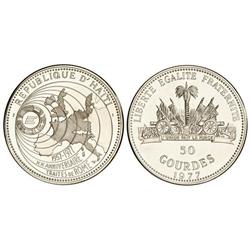 WORLD COINS: HAITI - 50 Gourdes. 1977. AR. 20 aniversario Mercado Europeo. Tirada: 364 piezas. KM-13