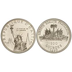 WORLD COINS: HAITI - 100 Gourdes. 1977. AR. Estatua de la Libertad. KM-135. SC. 