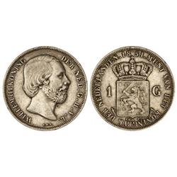 WORLD COINS: NETHERLANDS - 1 Gulden. 1851. GUILLERMO III. AR. (Leves golpecitos en canto). KM-93. MB
