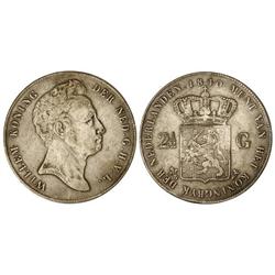 WORLD COINS: NETHERLANDS - 2 1/2 Gulden. 1840. GUILLERMO I. AR. (Rayitas y golpecitos). KM-67. MBC-.