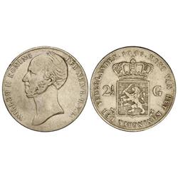 WORLD COINS: NETHERLANDS - 2 1/2 Gulden. 1845. GUILLERMO II. AR. (Golpecitos y rayitas). KM-69. MBC-