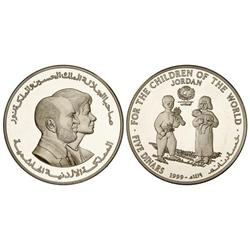 WORLD COINS: JORDAN - 5 Dinars. 1419 d.H.-1999 d.C. AR. UNICEF por los niños del mundo. KM-66. PROOF