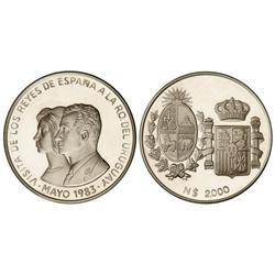 WORLD COINS: URUGUAY - 2.000 Nuevos Pesos. S/F (1983). AR. Visita de los Reyes de España. En present