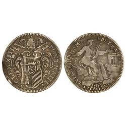 WORLD COINS: VATICAN CITY - Giulio. 1760-III. CLEMENTE XIII. AR. KM-997. MBC-/MBC. 
