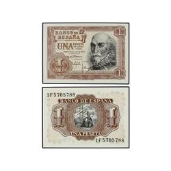 SPANISH BANK NOTES: ESTADO ESPAÑOL - Lote 2 billetes 1 Peseta. 22 Julio 1953. Marqués de Santa Cruz.