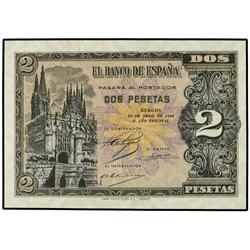 SPANISH BANK NOTES: ESTADO ESPAÑOL - 2 Pesetas. 30 Abril 1938. Catedral de Burgos. Serie L. (Leves o