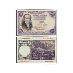 SPANISH BANK NOTES: ESTADO ESPAÑOL - Lote 2 billetes 25 Pesetas. 19 Febrero 1946. Flórez Estrada. Se