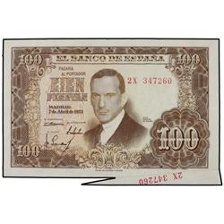 SPANISH BANK NOTES: ESTADO ESPAÑOL - 100 Pesetas. 7 Abril 1953. Romero de Torres. Serie 2X. Fuelle e