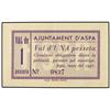 Image 1 : PAPER MONEY OF THE CIVIL WAR: CATALUNYA - 1 Pesseta. Març 1937. Aj. d´ASPA. Timbre rojo. ESCASO. AT-
