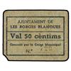 Image 1 : PAPER MONEY OF THE CIVIL WAR: CATALUNYA - 50 Cèntims. S/F. Aj. de LES BORGES BLANQUES. Cartulina. (R