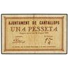 Image 1 : PAPER MONEY OF THE CIVIL WAR: CATALUNYA - 1 Pesseta. 14 Agost 1937. Aj. de CANTALLOPS. (Roturas, una