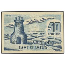 PAPER MONEY OF THE CIVIL WAR: CATALUNYA - 50 Cèntims. S/F. Aj. de CASTELLSERÀ. AT-765a; T-888a. SC. 
