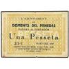 Image 1 : PAPER MONEY OF THE CIVIL WAR: CATALUNYA - 1 Pesseta. Maig 1937. Aj. de DOMENYS DEL PENEDÈS. (Pequeña