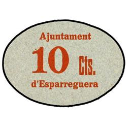 PAPER MONEY OF THE CIVIL WAR: CATALUNYA - 10 Cèntims. S/F. Aj. d´ESPARRAGUERA. Cartón ovalado. MUY R
