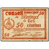 Image 1 : PAPER MONEY OF THE CIVIL WAR: CATALUNYA - 50 Cèntims. 9 Julio 1937. C.M. de GLEVINYOLS DE TER. (Pequ