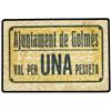 Image 1 : PAPER MONEY OF THE CIVIL WAR: CATALUNYA - 1 Pesseta. S/F. Aj. de GOLMÉS. (Algo sucio). RARO. AT-1146