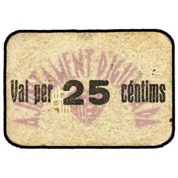 PAPER MONEY OF THE CIVIL WAR: CATALUNYA - 25 Cèntims. S/F. Aj. d´IGUALADA. Cartón. (Algo sucio). AT-