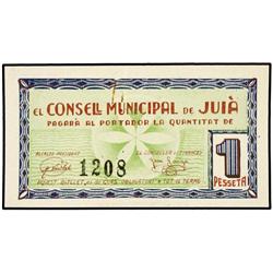 PAPER MONEY OF THE CIVIL WAR: CATALUNYA - Lote 3 billetes 25, 25 Cèntims y 1 Pesseta. 1 Juny 1937. C