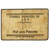 Image 1 : PAPER MONEY OF THE CIVIL WAR: CATALUNYA - 1 Pesseta. S/F. C.M. de LES. MUY RARO. AT-1301; T-1490. BC