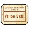 Image 1 : PAPER MONEY OF THE CIVIL WAR: CATALUNYA - 5 Cèntims. S/F. C.M. d´EL MORELL. Cartón. (Manchitas). MUY