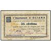 Image 1 : PAPER MONEY OF THE CIVIL WAR: CATALUNYA - 25 Cèntims. S/F. Aj. d´OLIANA. (Manchas). AT-1690; T-1939.