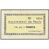 Image 1 : PAPER MONEY OF THE CIVIL WAR: CATALUNYA - 1 Pesseta. S/F. Aj. de PAÜLS. AT-1793; T-2077. MBC+. 