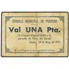 Image 1 : PAPER MONEY OF THE CIVIL WAR: CATALUNYA - 1 Pesseta. 28 Maig. C.M. de PORRERA. Cartón. (Algo sucio).