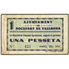 Image 1 : PAPER MONEY OF THE CIVIL WAR: CATALUNYA - 1 Pesseta. Març 1937. Aj. de ROCAFORT DE VALLBONA. (Oxidac