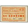 Image 1 : PAPER MONEY OF THE CIVIL WAR: CATALUNYA - 25 Cèntims. Octubre 1937. Aj. de ROCAFORT DE VALLBONA. MUY