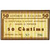 Image 1 : PAPER MONEY OF THE CIVIL WAR: CATALUNYA - 50 Cèntims. Setembre 1937. Aj. de ROCALLAURA. MUY ESCASO. 