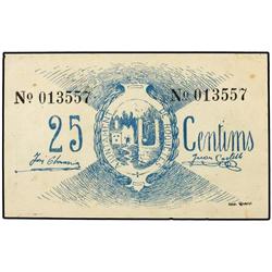 PAPER MONEY OF THE CIVIL WAR: CATALUNYA - 25 Cèntims. S/F. Aj. de ROQUETES. ESCASO. AT-2206; T-2547.