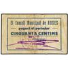 Image 1 : PAPER MONEY OF THE CIVIL WAR: CATALUNYA - 50 Cèntims. S/F. C.M. de ROSES. Sello Tampón anverso y rev