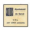 Image 1 : PAPER MONEY OF THE CIVIL WAR: CATALUNYA - 1 Pesseta. S/F. Aj. de SARRAL. Cartón. MUY ESCASO. AT-2288