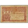 Image 1 : PAPER MONEY OF THE CIVIL WAR: CATALUNYA - 1 Pesseta. 16 Maig 1937. Aj. de SUBIRATS. (Roturas). AT-24
