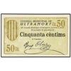Image 1 : PAPER MONEY OF THE CIVIL WAR: CATALUNYA - 50 Cèntims. S/F. C.M. d´ULTRAMORT. (Oxidacines de clip). A