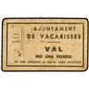 Image 1 : PAPER MONEY OF THE CIVIL WAR: CATALUNYA - 1 Pesseta. S/F. Aj. de VACARISSES. Cartón. (Algo sucio). M