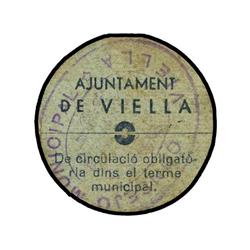 PAPER MONEY OF THE CIVIL WAR: CATALUNYA - 50 Cèntims. S/F. Aj. de VIELLA. Cartón. (Algo sucio). RARO