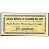 Image 1 : PAPER MONEY OF THE CIVIL WAR: CATALUNYA - 25 Cèntims. S/F. C.M. de VILALLONGA DEL CAMP. MUY ESCASO. 
