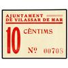 Image 1 : PAPER MONEY OF THE CIVIL WAR: CATALUNYA - 10 Cèntims. S/F. Aj. de VILASSAR DE MAR. ESCASO. AT-2891; 