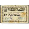 Image 1 : PAPER MONEY OF THE CIVIL WAR: CATALUNYA - 25 Céntimos. Emisión 1937. C.M. de UTRILLAS (Teruel). (Peq