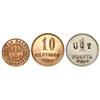 Image 1 : COOPERATIVE  AND ADVERTISING TOKENS - Lote 3 fichas 5, 10 Céntimos y 1 Peseta. S/F. CÍRCULO EGARENSE