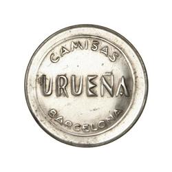COOPERATIVE  AND ADVERTISING TOKENS - 5 Céntimos. S/F. CAMISAS URUEÑA. BARCELONA. Al. Ø 36 mm. Disco
