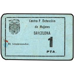 COOPERATIVE  AND ADVERTISING TOKENS - 1 Peseta. S/F. CENTRO P. DETENCIÓN DE MUJERES BARCELONA. Cartó
