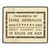 Image 1 : COOPERATIVE  AND ADVERTISING TOKENS - 10 Kilos de Pan. S/F. PANADERIA JAIME ARMENGOL. CERVERA. Cartó