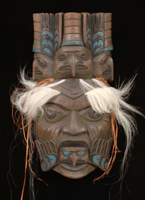 Shaman of the Four Winds Mask Carved by Francis Horne Jr. 19" H. 9 1/2" W.