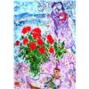 Image 1 : Chagall "Red Bouquet With Lovers" Lithograph W/Coa