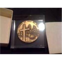 Religous Medallion in Glass Case