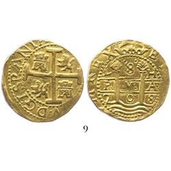 Lima, Peru, cob 8 escudos, 1708H, from the 1715 Fleet.