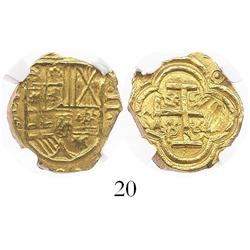 Bogota, Colombia, cob 2 escudos, Philip IV, assayer A, from the "Mesuno hoard" (ca. 1636), encapsula
